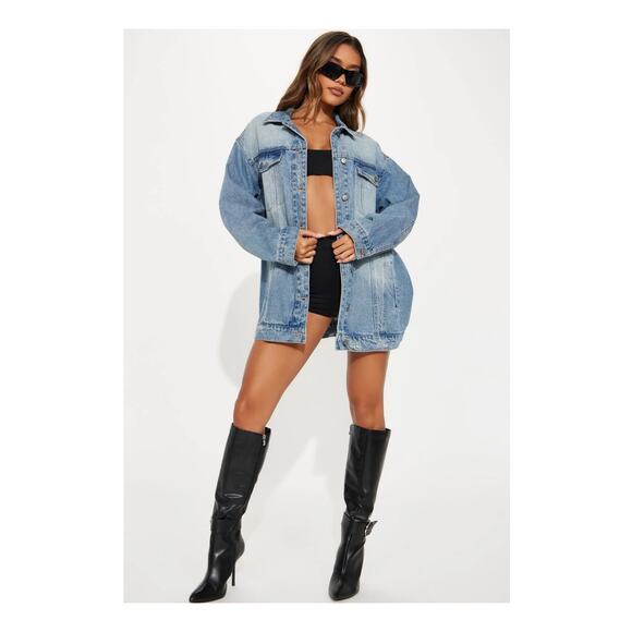 Fashion Nova Losing Focus Denim Jean Jacket Size 2X NEW Light Wash Distressed - Picture 6 of 10